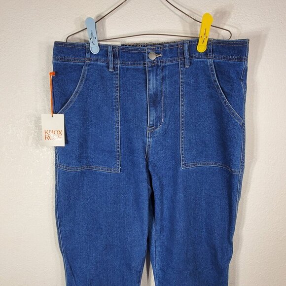 Knox Rose Womens XL/38 Straight Leg High Rise Stretch Denim Jeans Relaxed Fit - Picture 3 of 10